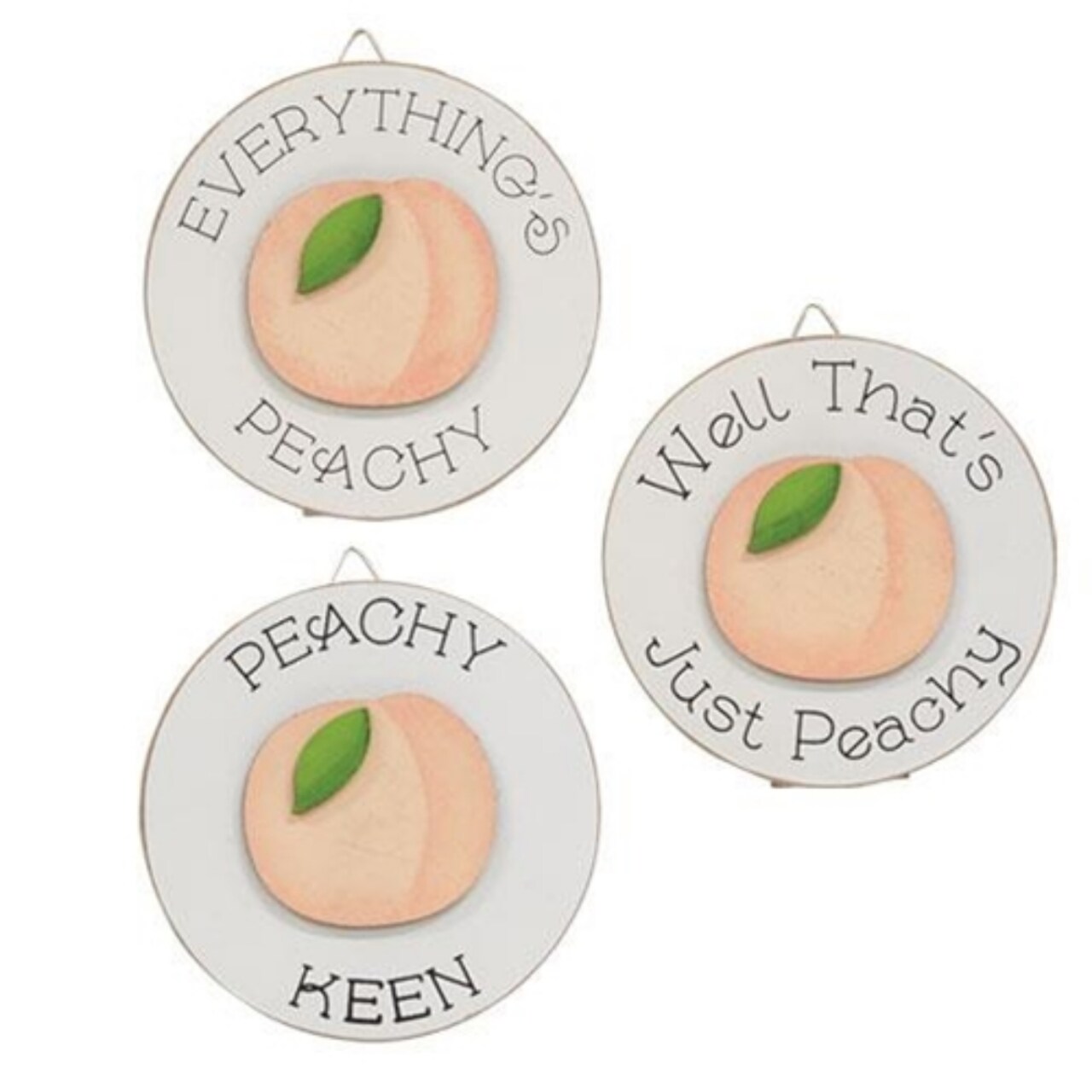 Mini Wooden Easel Sign 4" Round Desk Decor with Positive Quotes and Cut-Out Peach Asstd. 3